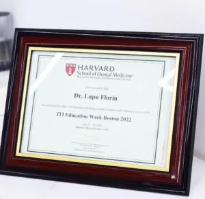 Dr. Florin Lupu, certificat Harvard School of Dental Medicine (ITI Education Week Boston 2022)